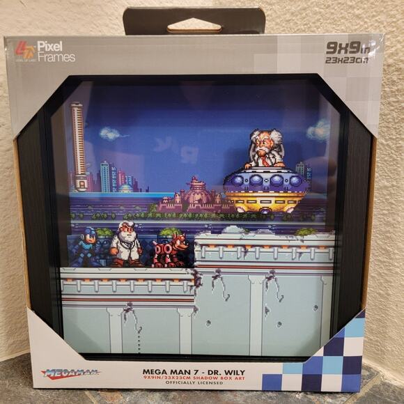 Pixel Frames - Mega Man 7, Dr. Wily (NEW) - 9" x 9" Shadow Box Art - Capcom - Picture 1 of 6